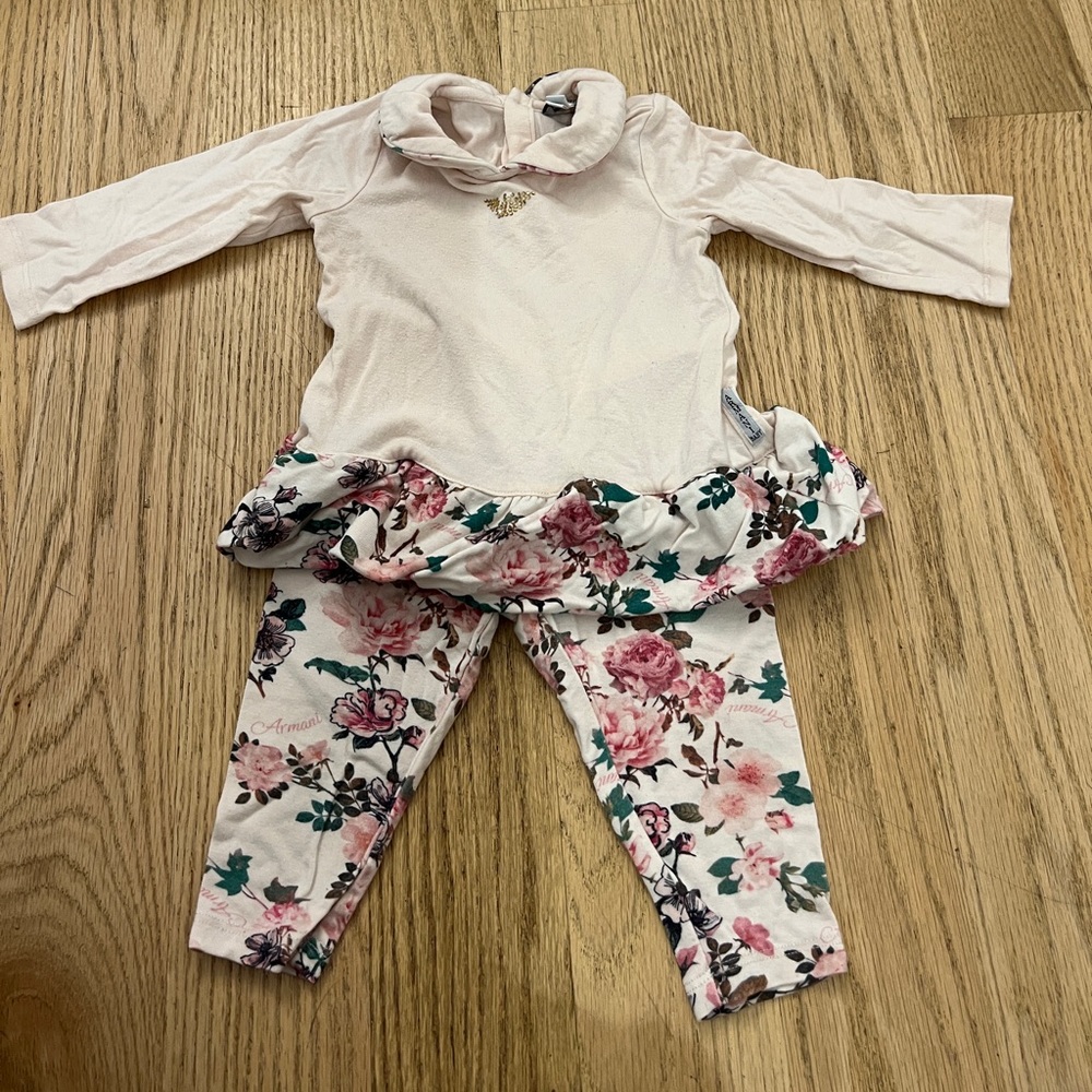 Armani Baby pink floral tunic and leggings, size 6 months